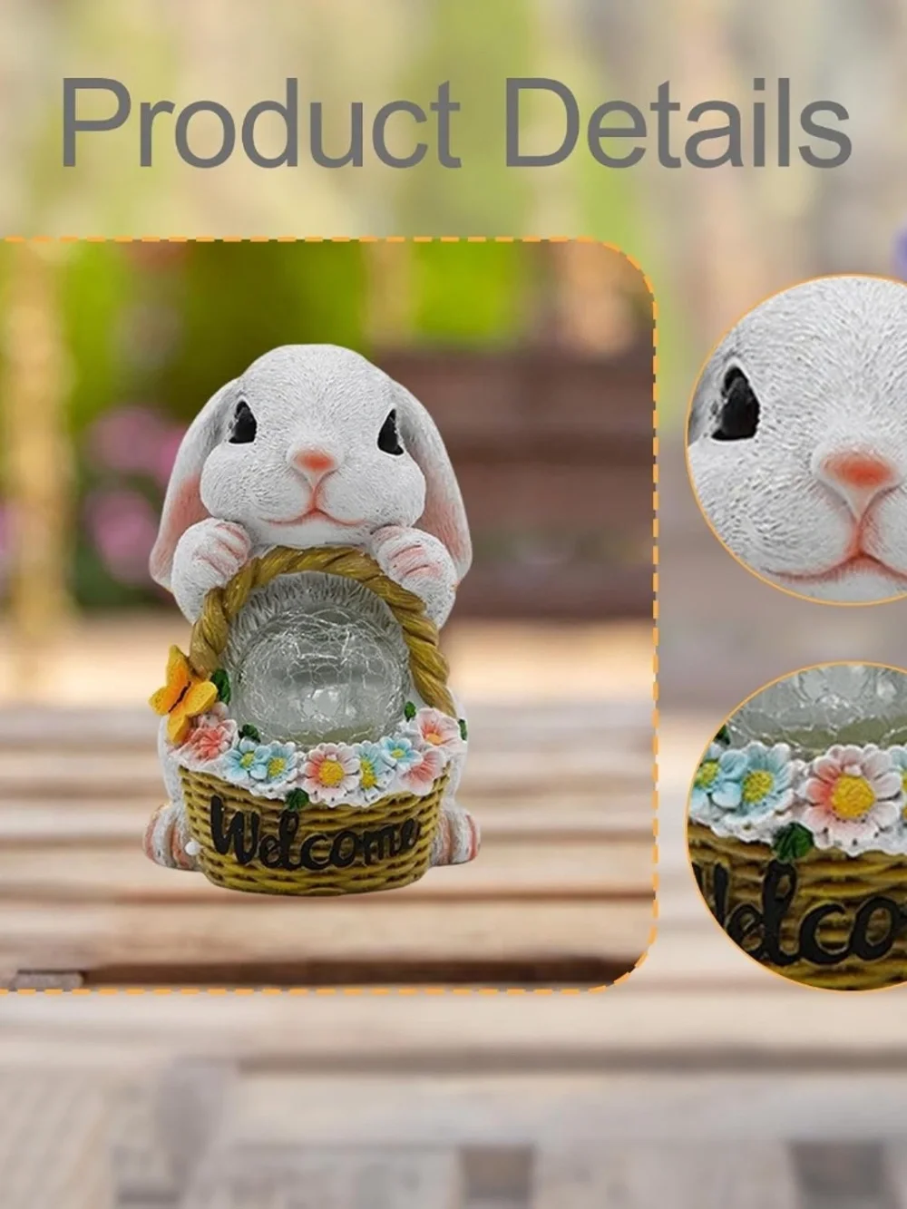 Solar Garden Bunny Statue with LED Lantern | Resin Outdoor Easter Decor